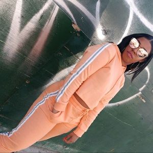 Pretty little thing orange grey & white sweatsuit